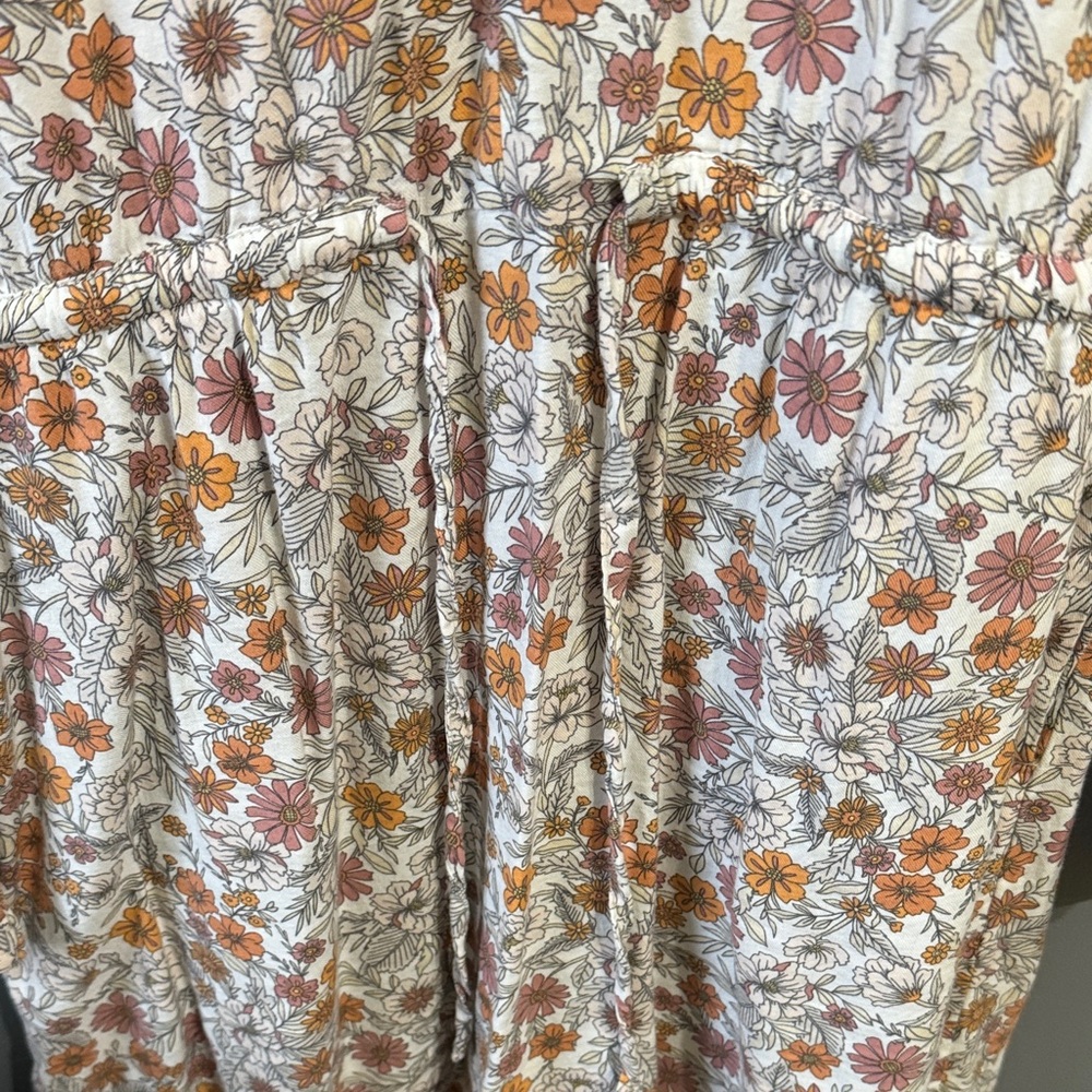 Denver Hayes Long Sleeve Floral Dress - Orange and Cream - Picture 3 of 4
